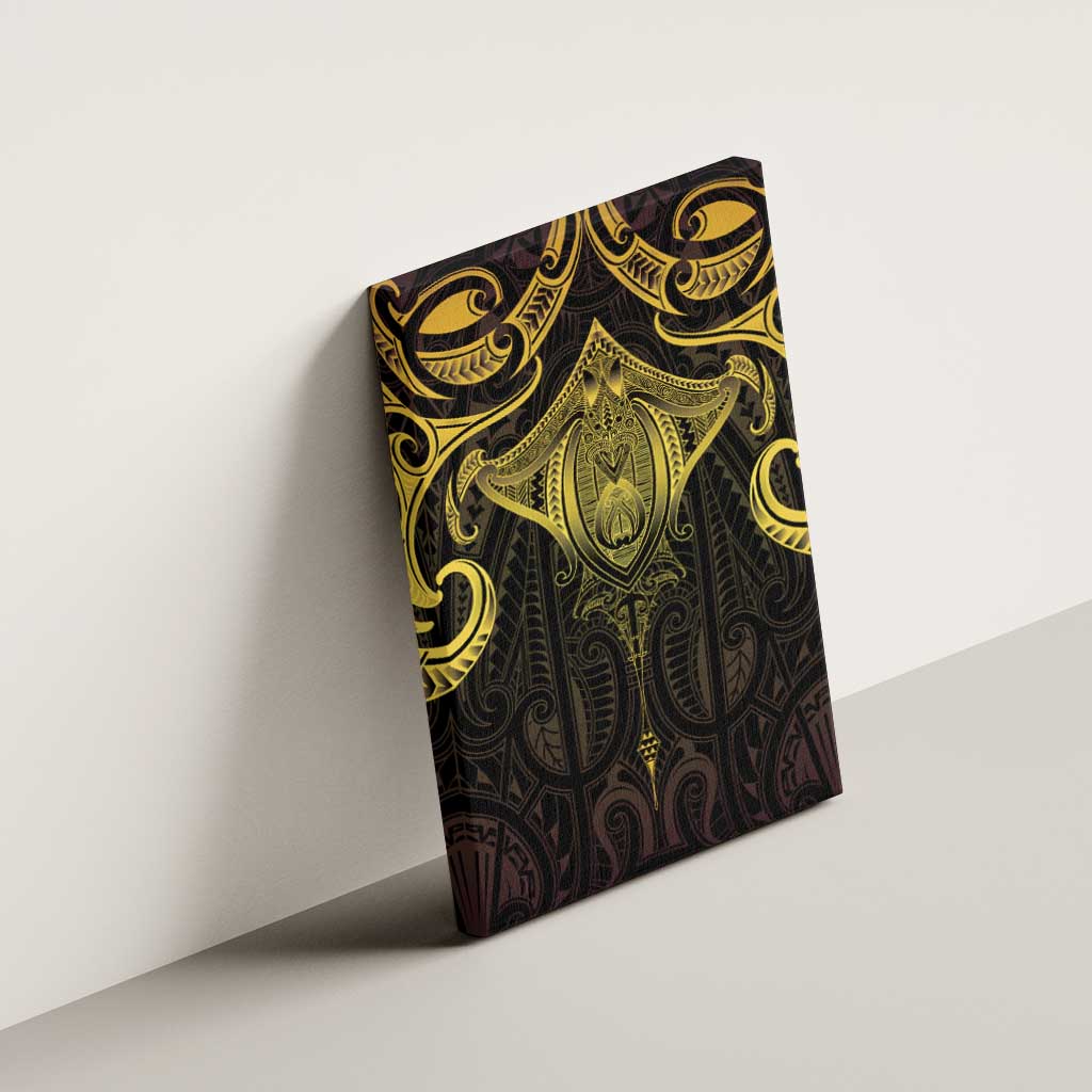 New Zealand Aotearoa Canvas Wall Art Maori Manta Ray Moko Gold LT05 - Polynesian Pride