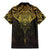 New Zealand Aotearoa Family Matching Mermaid Dress and Hawaiian Shirt Maori Manta Ray Moko Gold - Polynesian Pride