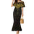 New Zealand Aotearoa Family Matching Mermaid Dress and Hawaiian Shirt Maori Manta Ray Moko Gold - Polynesian Pride