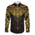 New Zealand Aotearoa Family Matching Short Sleeve Bodycon Dress and Hawaiian Shirt Maori Manta Ray Moko Gold - Polynesian Pride