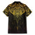 New Zealand Aotearoa Family Matching Tank Maxi Dress and Hawaiian Shirt Maori Manta Ray Moko Gold - Polynesian Pride