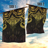 New Zealand Aotearoa Garden Flag Maori Manta Ray Moko Gold - Polynesian Pride