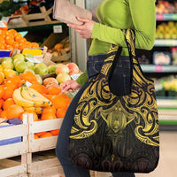 New Zealand Aotearoa Grocery Bag Maori Manta Ray Moko Gold - Polynesian Pride