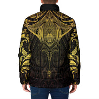 New Zealand Aotearoa Padded Jacket Maori Manta Ray Moko Gold - Polynesian Pride