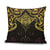 New Zealand Aotearoa Pillow Cover Maori Manta Ray Moko Gold - Polynesian Pride