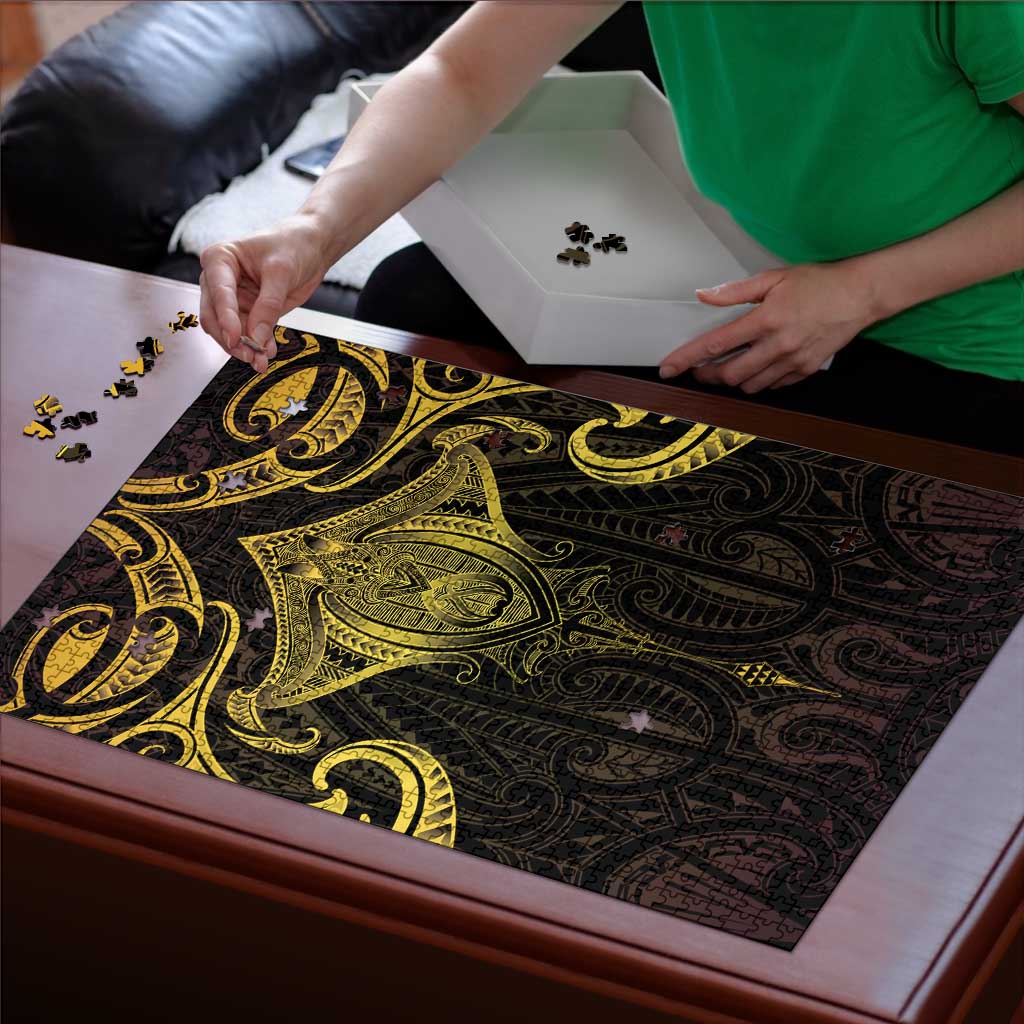New Zealand Aotearoa Puzzle Maori Manta Ray Moko Gold - Polynesian Pride