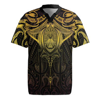 New Zealand Aotearoa Rugby Jersey Maori Manta Ray Moko Gold - Polynesian Pride