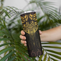 New Zealand Aotearoa Skinny Tumbler Maori Manta Ray Moko Gold - Polynesian Pride