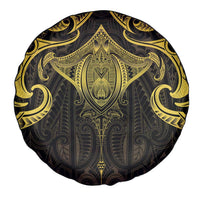 New Zealand Aotearoa Spare Tire Cover Maori Manta Ray Moko Gold - Polynesian Pride