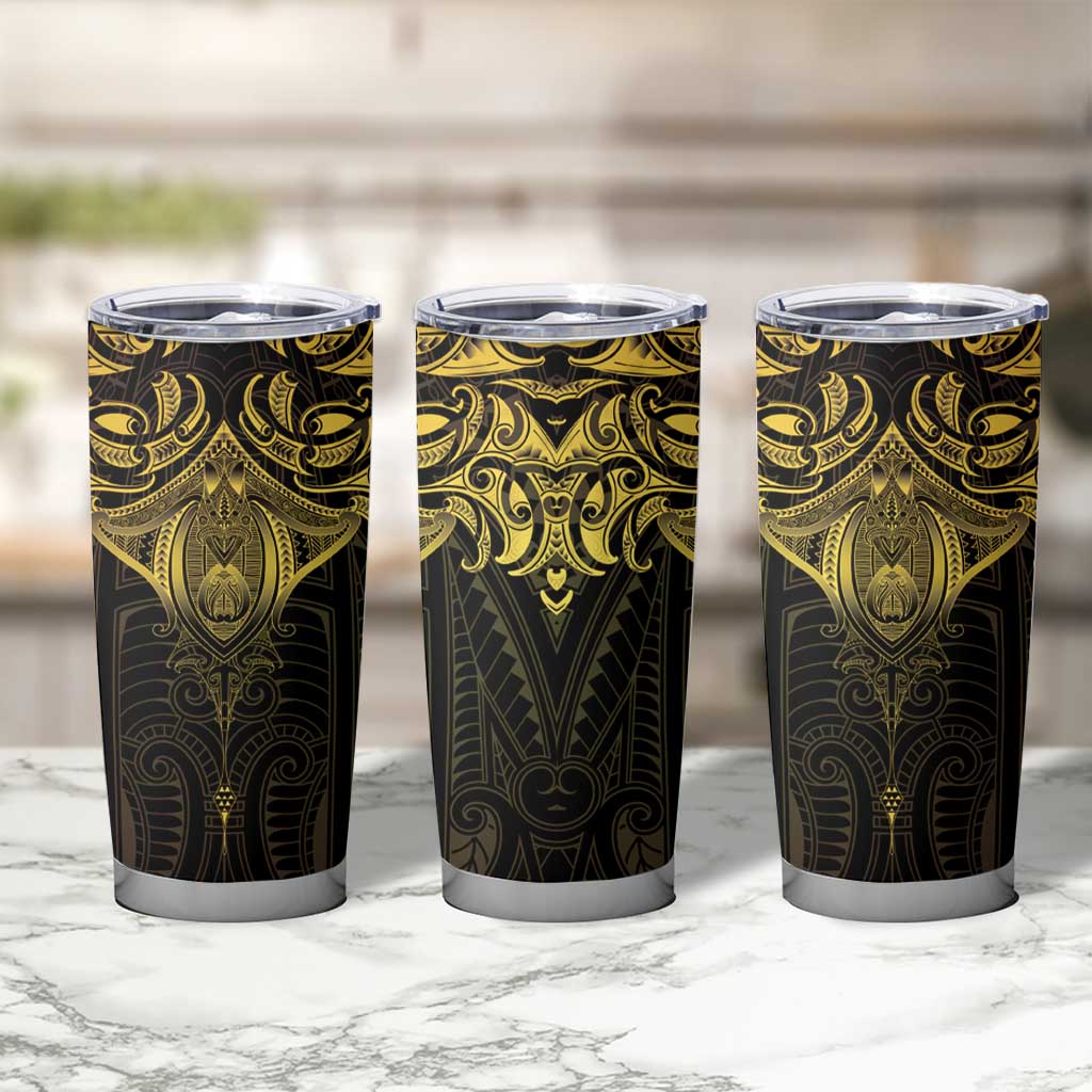 New Zealand Aotearoa Tumbler Cup Maori Manta Ray Moko Gold - Polynesian Pride