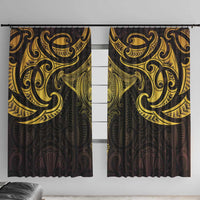 New Zealand Aotearoa Window Curtain Maori Manta Ray Moko Gold - Polynesian Pride