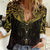 New Zealand Aotearoa Women Casual Shirt Maori Manta Ray Moko Gold - Polynesian Pride