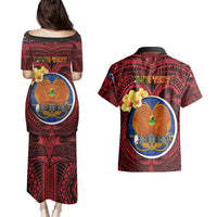 Personalized Papua New Guinea Gulf Province Couples Matching Puletasi Dress and Hawaiian Shirt Mix Coat Of Arms Polynesian Pattern LT05 - Polynesian Pride