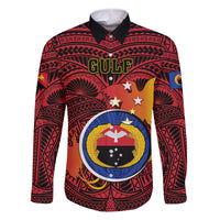 Personalized Papua New Guinea Gulf Province Family Matching Short Sleeve Bodycon Dress and Hawaiian Shirt Mix Coat Of Arms Polynesian Pattern LT05 Dad's Shirt - Long Sleeve Red - Polynesian Pride