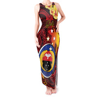 Personalized Papua New Guinea Gulf Province Tank Maxi Dress Mix Coat Of Arms Polynesian Pattern LT05 Women Red - Polynesian Pride