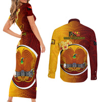 Papua New Guinea Western Province Couples Matching Short Sleeve Bodycon Dress and Long Sleeve Button Shirts Mix Coat Of Arms Polynesian Pattern LT05 - Polynesian Pride