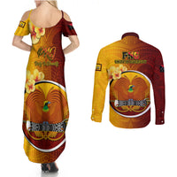 Papua New Guinea Western Province Couples Matching Summer Maxi Dress and Long Sleeve Button Shirts Mix Coat Of Arms Polynesian Pattern LT05 - Polynesian Pride