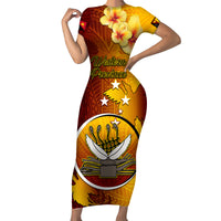 Papua New Guinea Western Province Family Matching Short Sleeve Bodycon Dress and Hawaiian Shirt Mix Coat Of Arms Polynesian Pattern LT05 Mom's Dress Red - Polynesian Pride