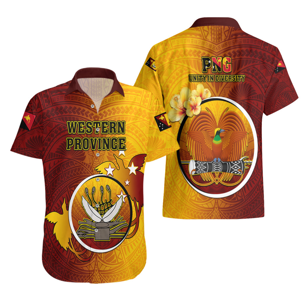 Papua New Guinea Western Province Hawaiian Shirt Mix Coat Of Arms Polynesian Pattern LT05 - Polynesian Pride