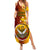 Papua New Guinea Western Province Summer Maxi Dress Mix Coat Of Arms Polynesian Pattern LT05 Women Red - Polynesian Pride