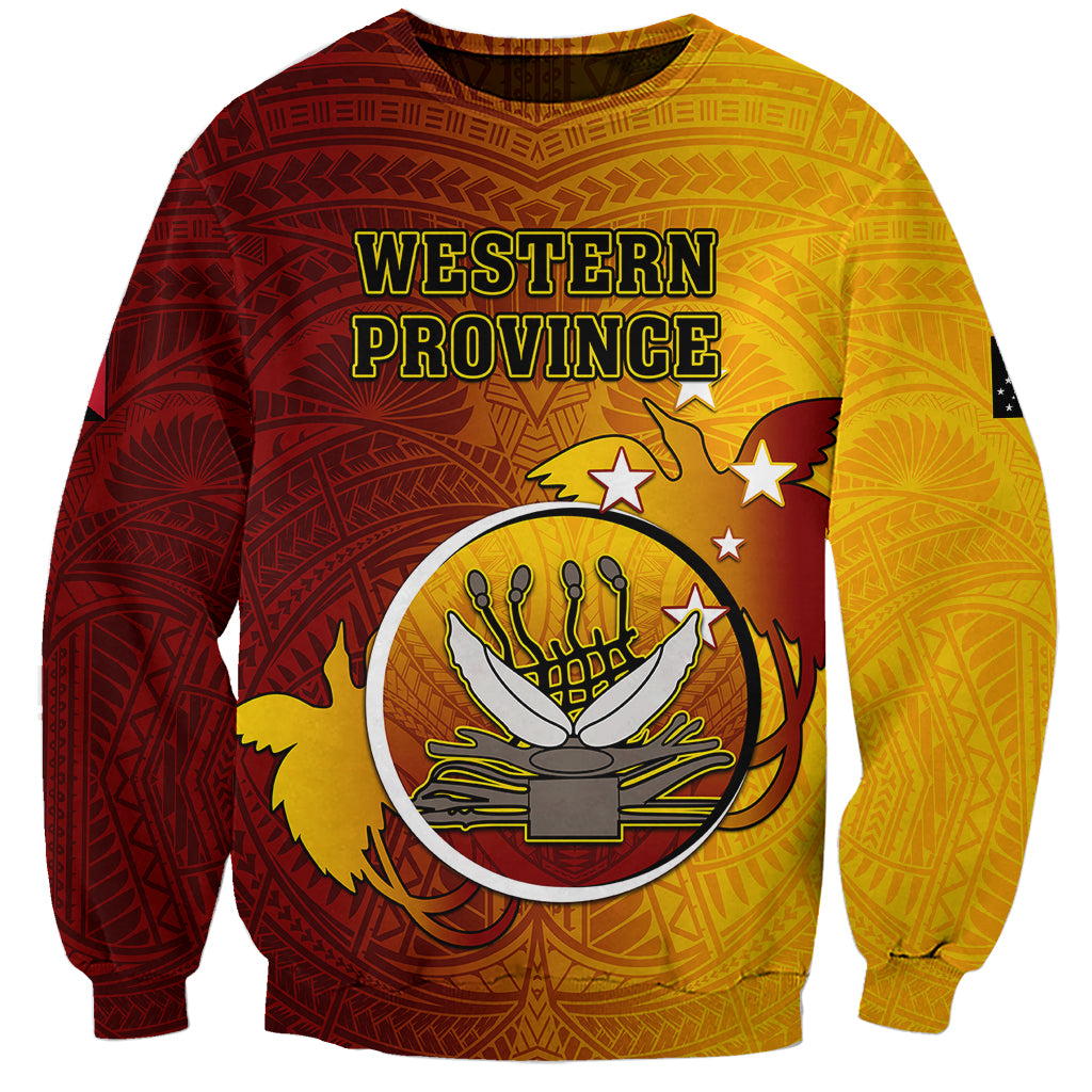 Papua New Guinea Western Province Sweatshirt Mix Coat Of Arms Polynesian Pattern LT05 Unisex Red - Polynesian Pride