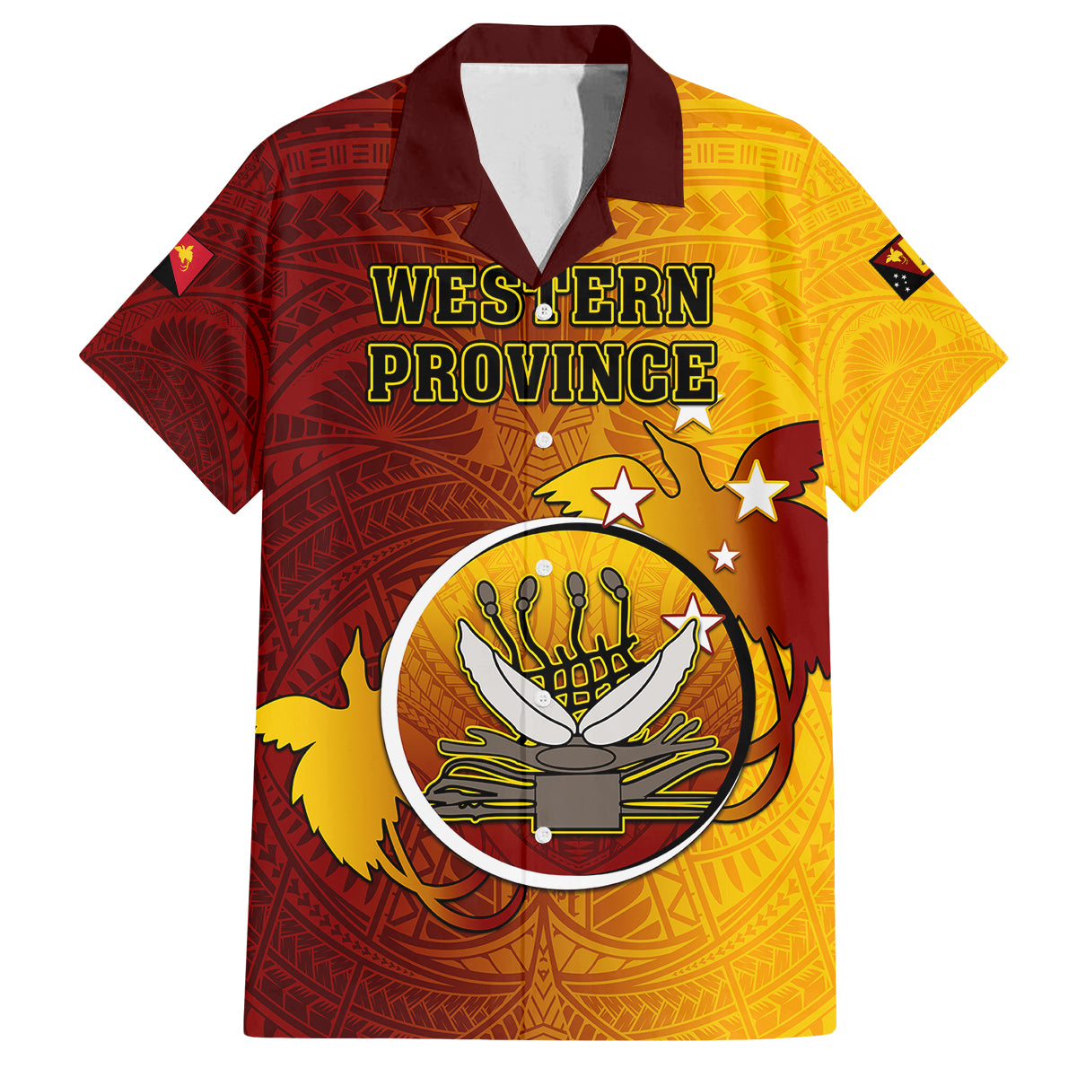 Personalized Papua New Guinea Western Province Family Matching Tank Maxi Dress and Hawaiian Shirt Mix Coat Of Arms Polynesian Pattern LT05 Dad's Shirt - Short Sleeve Red - Polynesian Pride
