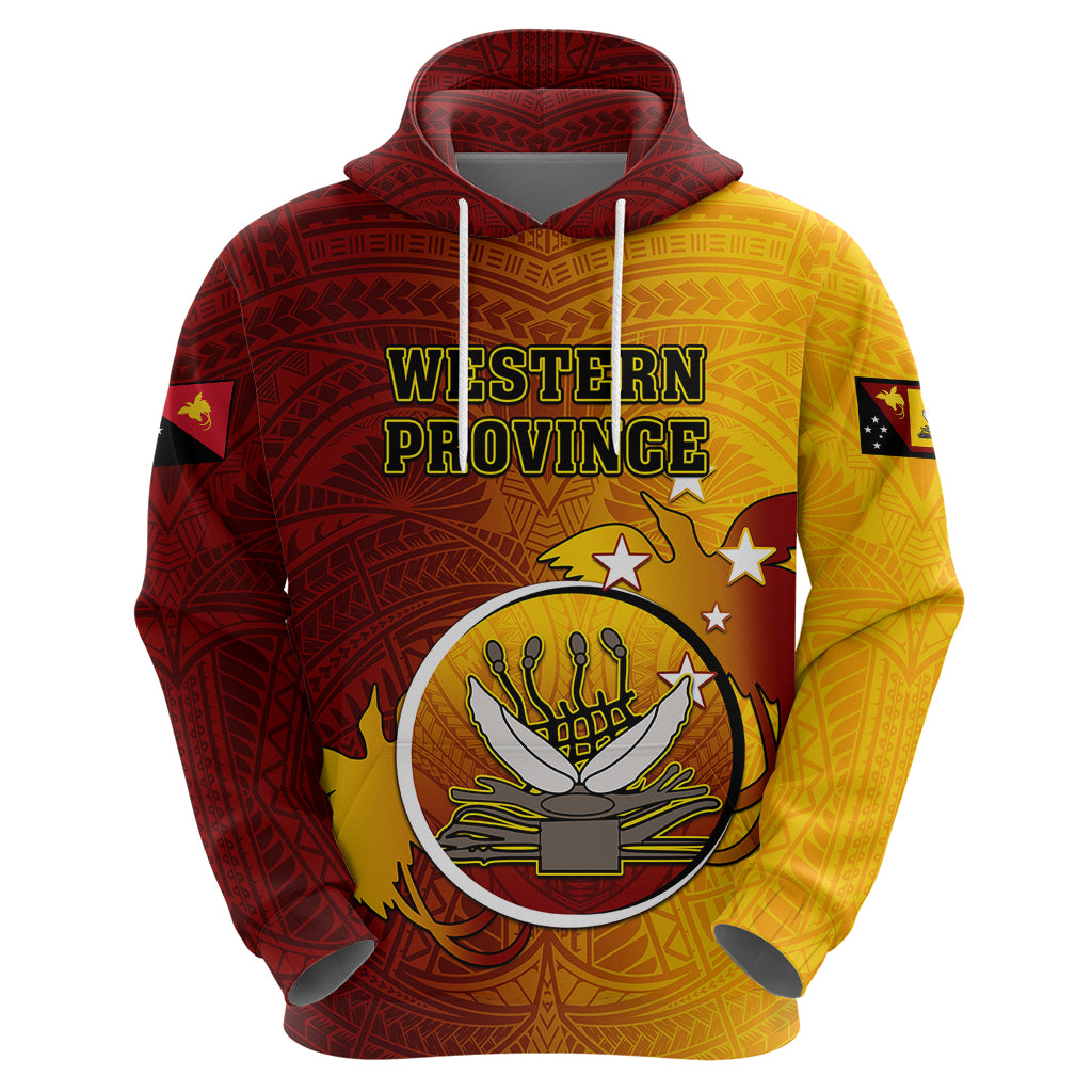 Personalized Papua New Guinea Western Province Hoodie Mix Coat Of Arms Polynesian Pattern LT05 - Polynesian Pride
