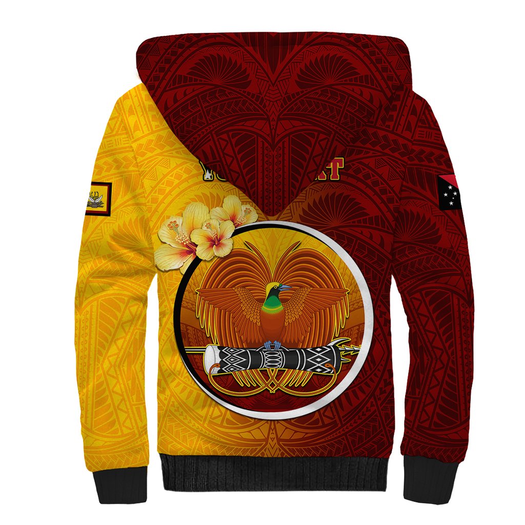 Personalized Papua New Guinea Western Province Sherpa Hoodie Mix Coat Of Arms Polynesian Pattern LT05 - Polynesian Pride