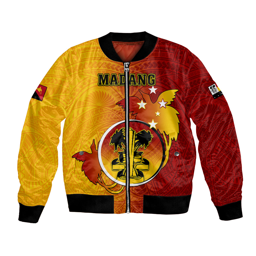 Papua New Guinea Madang Province Bomber Jacket Mix Coat Of Arms Polynesian Pattern LT05 Unisex Yellow - Polynesian Pride