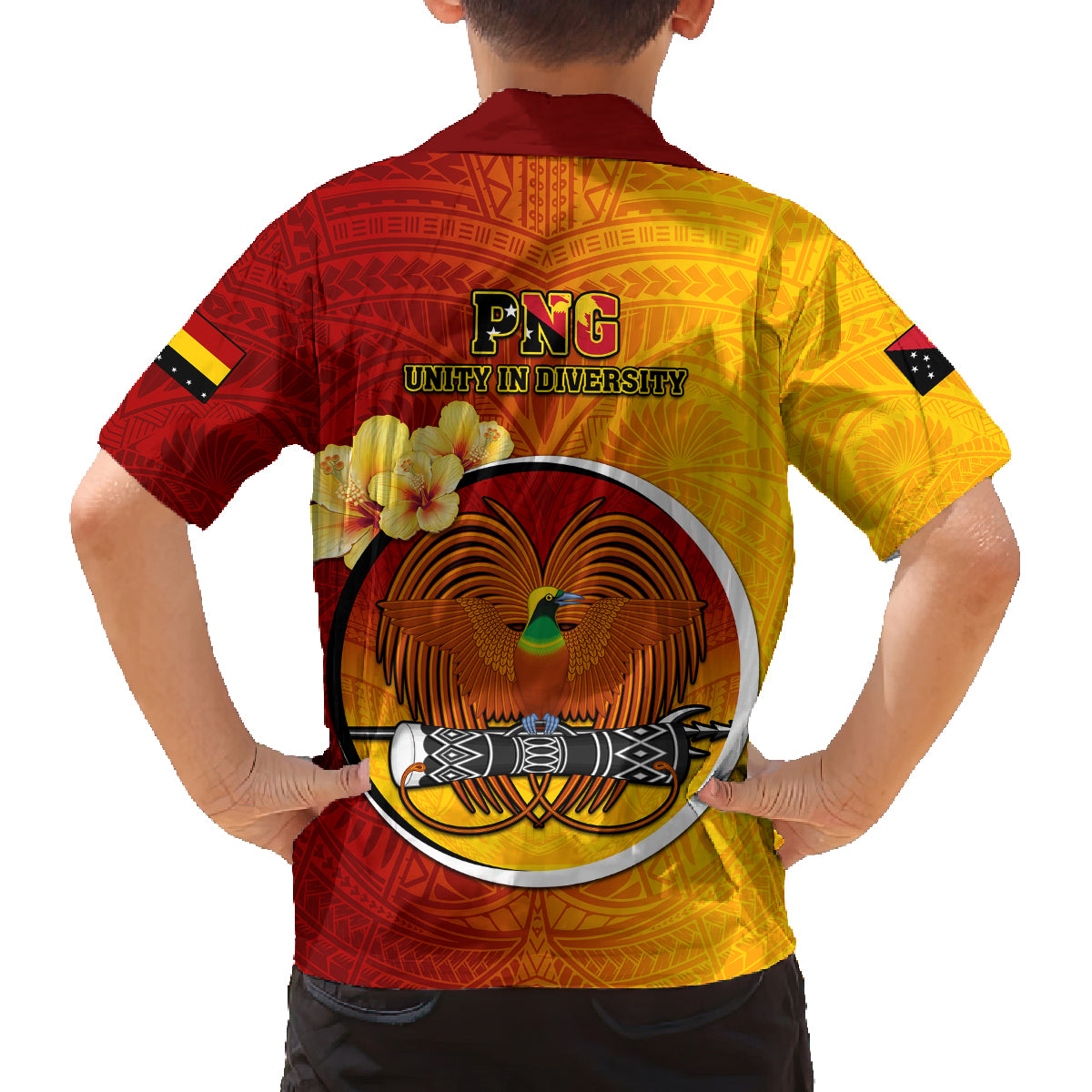 Papua New Guinea Madang Province Family Matching Puletasi Dress and Hawaiian Shirt Mix Coat Of Arms Polynesian Pattern LT05 - Polynesian Pride