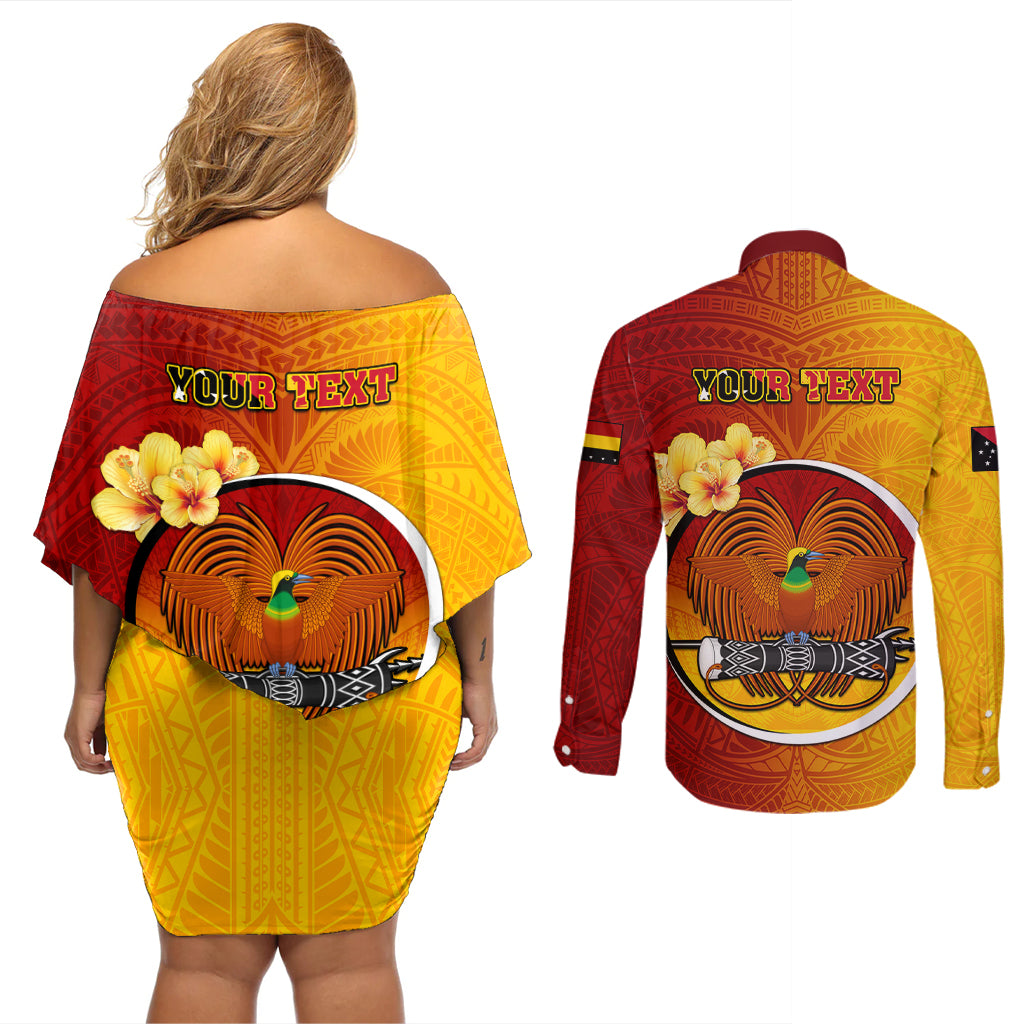 Personalized Papua New Guinea Madang Province Couples Matching Off Shoulder Short Dress and Long Sleeve Button Shirts Mix Coat Of Arms Polynesian Pattern LT05 - Polynesian Pride