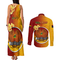Personalized Papua New Guinea Madang Province Couples Matching Tank Maxi Dress and Long Sleeve Button Shirts Mix Coat Of Arms Polynesian Pattern LT05 - Polynesian Pride