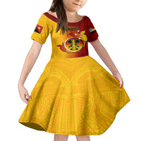 Personalized Papua New Guinea Madang Province Family Matching Tank Maxi Dress and Hawaiian Shirt Mix Coat Of Arms Polynesian Pattern LT05 Daughter's Dress Yellow - Polynesian Pride
