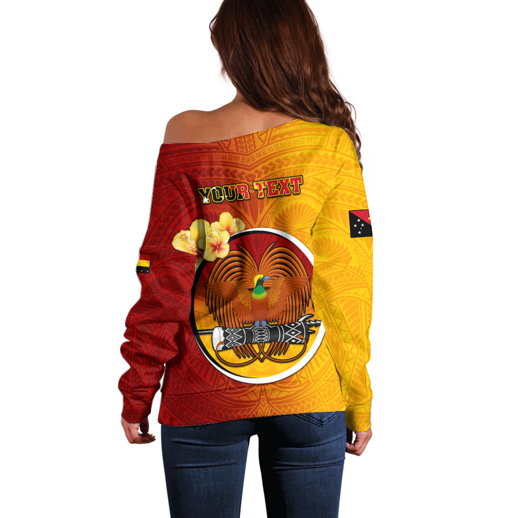 Personalized Papua New Guinea Madang Province Off Shoulder Sweater Mix Coat Of Arms Polynesian Pattern LT05 - Polynesian Pride