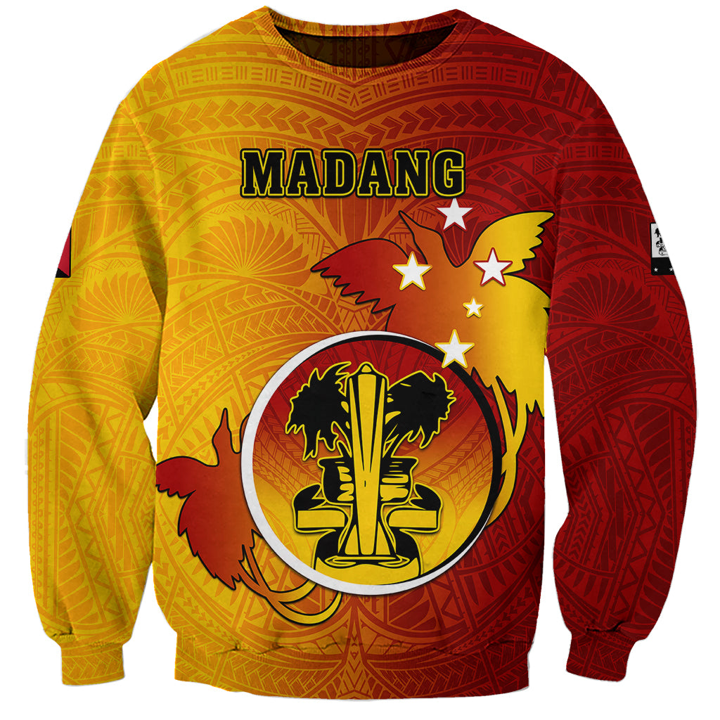 Personalized Papua New Guinea Madang Province Sweatshirt Mix Coat Of Arms Polynesian Pattern LT05 Unisex Yellow - Polynesian Pride