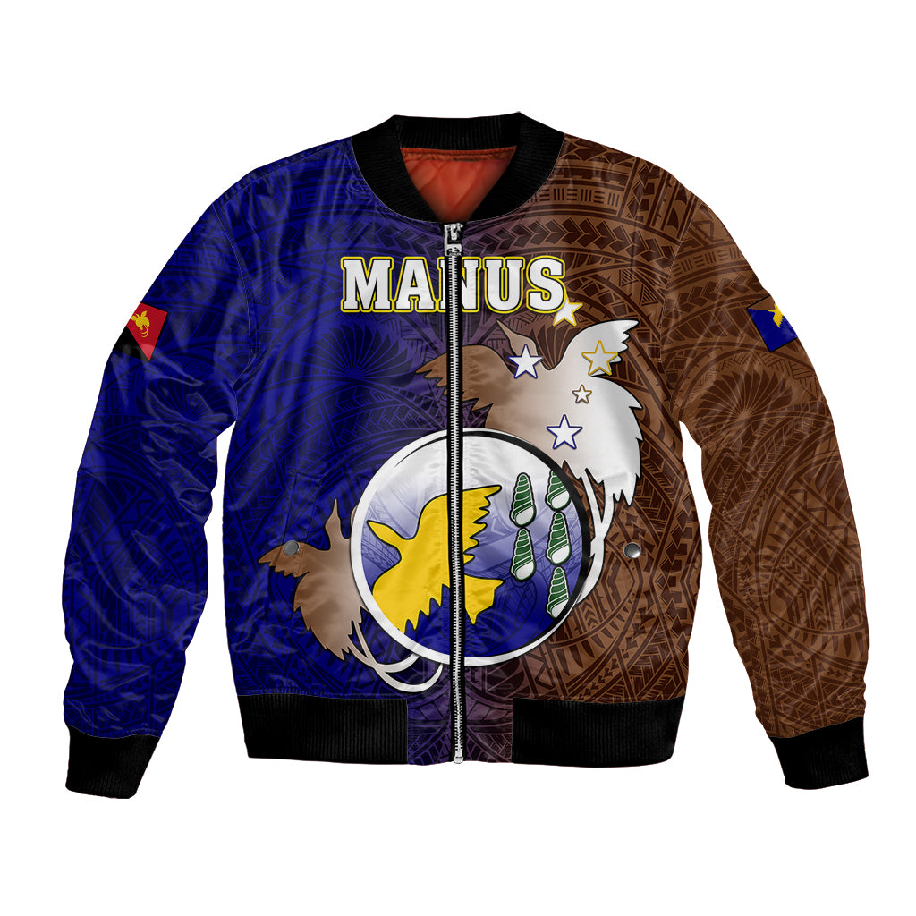 Papua New Guinea Manus Province Bomber Jacket Mix Coat Of Arms Polynesian Pattern LT05 Unisex Brown - Polynesian Pride