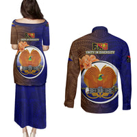 Papua New Guinea Manus Province Couples Matching Puletasi Dress and Long Sleeve Button Shirts Mix Coat Of Arms Polynesian Pattern LT05 - Polynesian Pride