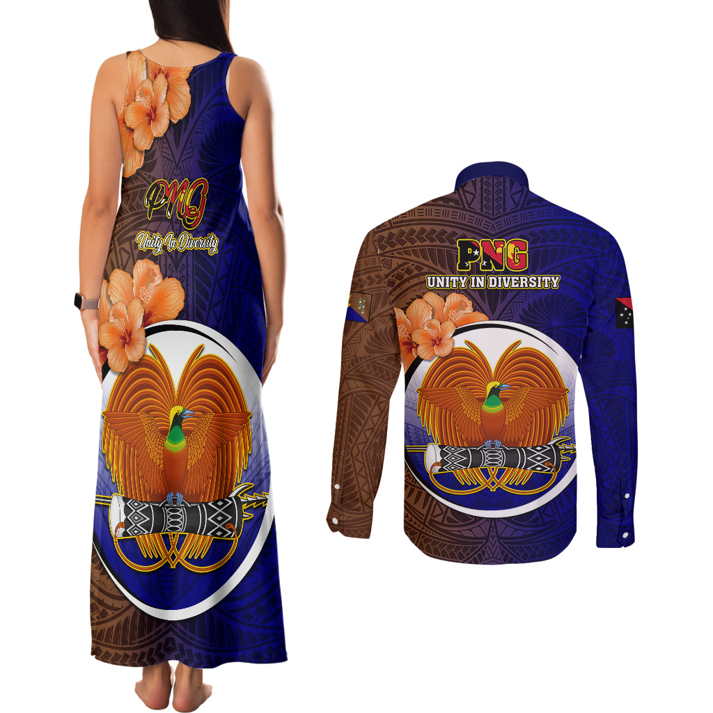 Papua New Guinea Manus Province Couples Matching Tank Maxi Dress and Long Sleeve Button Shirts Mix Coat Of Arms Polynesian Pattern LT05 - Polynesian Pride