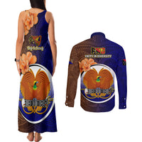 Papua New Guinea Manus Province Couples Matching Tank Maxi Dress and Long Sleeve Button Shirts Mix Coat Of Arms Polynesian Pattern LT05 - Polynesian Pride