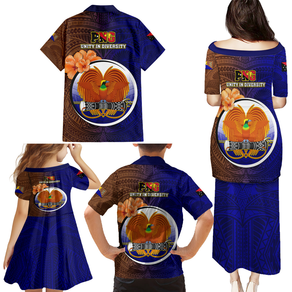 Papua New Guinea Manus Province Family Matching Puletasi Dress and Hawaiian Shirt Mix Coat Of Arms Polynesian Pattern LT05 - Polynesian Pride