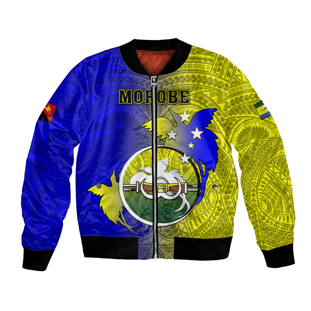Papua New Guinea Morobe Province Bomber Jacket Mix Coat Of Arms Polynesian Pattern LT05 Unisex Yellow - Polynesian Pride