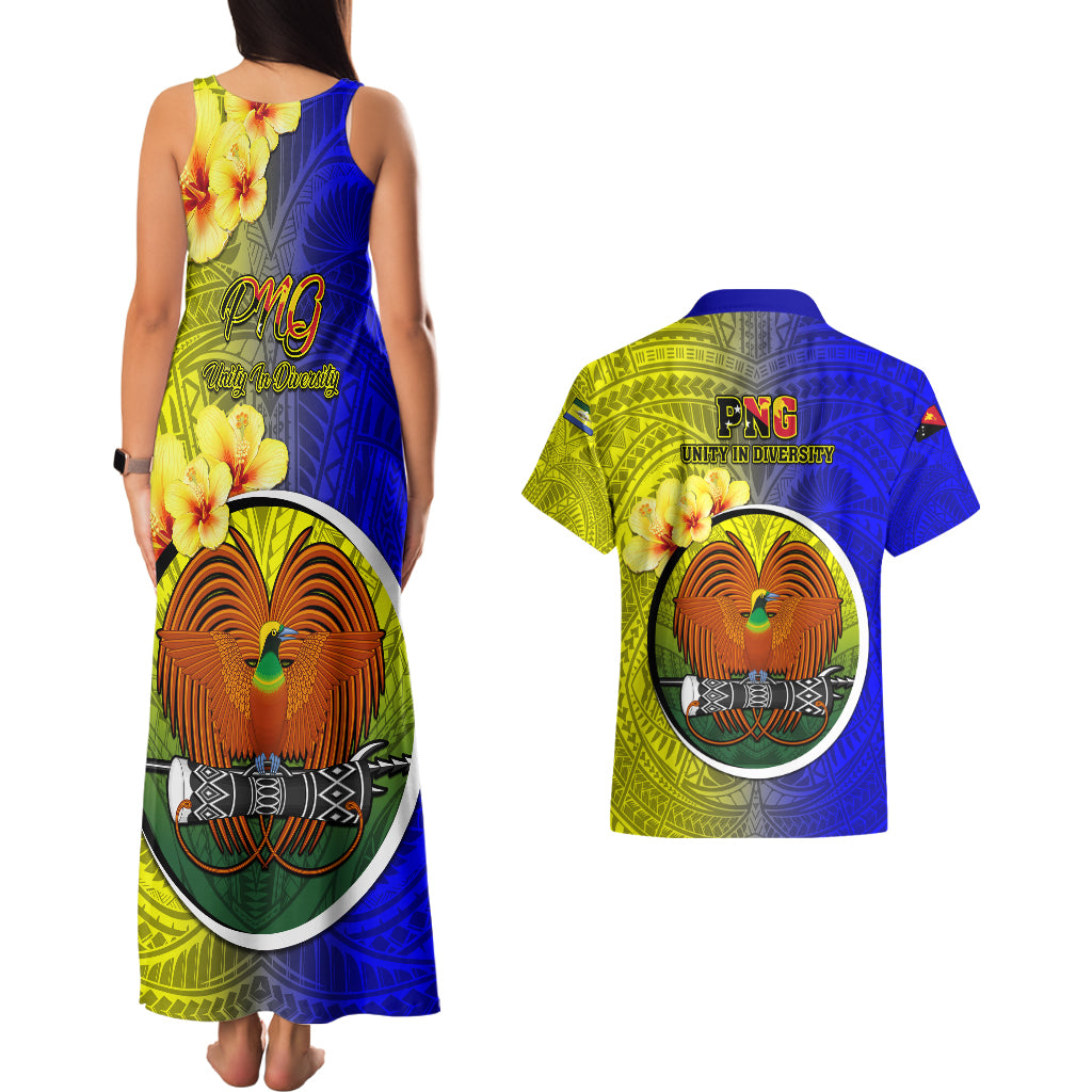 Papua New Guinea Morobe Province Couples Matching Tank Maxi Dress and Hawaiian Shirt Mix Coat Of Arms Polynesian Pattern LT05 - Polynesian Pride