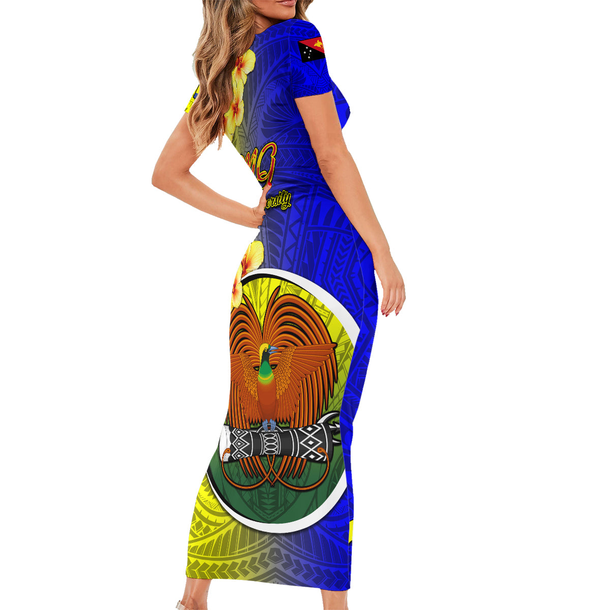 Papua New Guinea Morobe Province Family Matching Short Sleeve Bodycon Dress and Hawaiian Shirt Mix Coat Of Arms Polynesian Pattern LT05 - Polynesian Pride