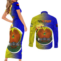 Personalized Papua New Guinea Morobe Province Couples Matching Short Sleeve Bodycon Dress and Long Sleeve Button Shirts Mix Coat Of Arms Polynesian Pattern LT05 - Polynesian Pride