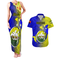 Personalized Papua New Guinea Morobe Province Couples Matching Tank Maxi Dress and Hawaiian Shirt Mix Coat Of Arms Polynesian Pattern LT05 Yellow - Polynesian Pride