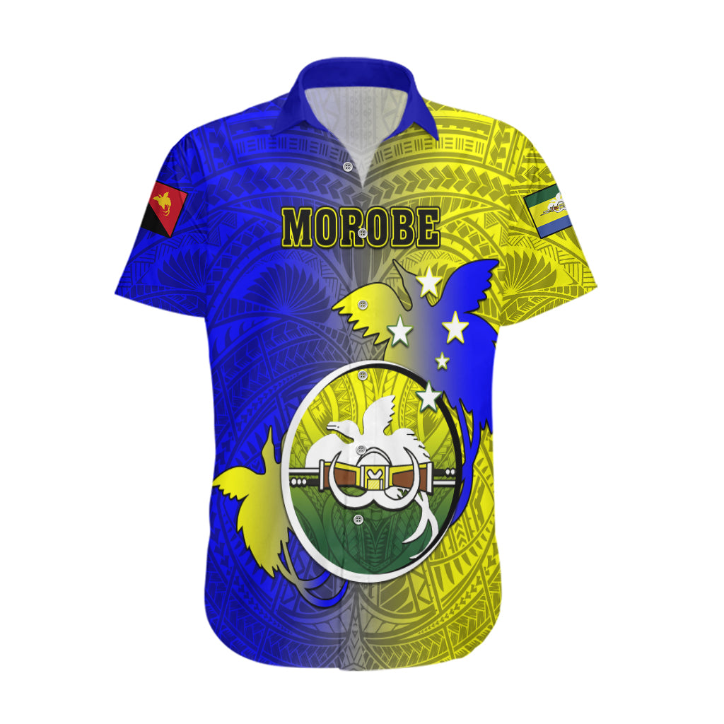 Personalized Papua New Guinea Morobe Province Hawaiian Shirt Mix Coat Of Arms Polynesian Pattern LT05 Yellow - Polynesian Pride