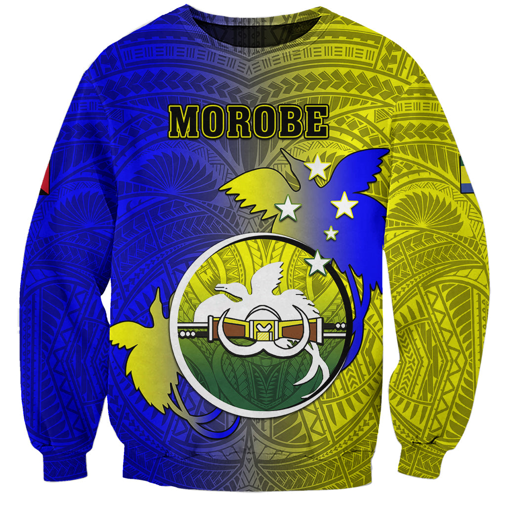 Personalized Papua New Guinea Morobe Province Sweatshirt Mix Coat Of Arms Polynesian Pattern LT05 Unisex Yellow - Polynesian Pride