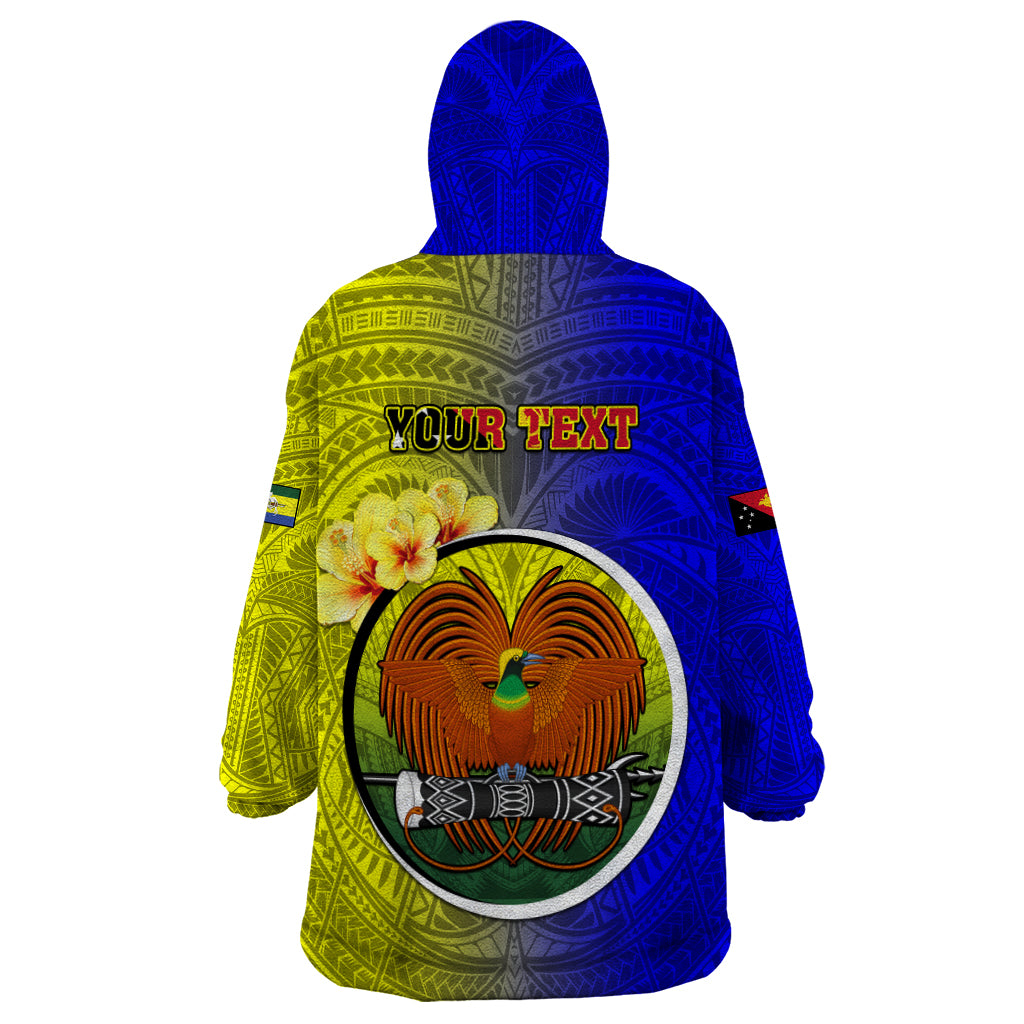 Personalized Papua New Guinea Morobe Province Wearable Blanket Hoodie Mix Coat Of Arms Polynesian Pattern LT05 - Polynesian Pride