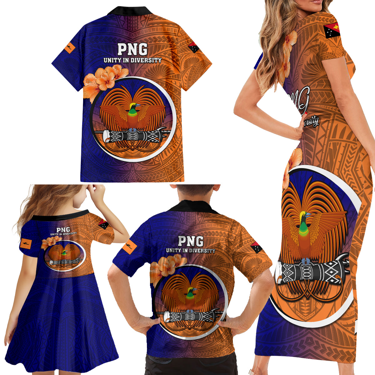 Papua New Guinea New Ireland Province Family Matching Short Sleeve Bodycon Dress and Hawaiian Shirt Mix Coat Of Arms Polynesian Pattern LT05 - Polynesian Pride