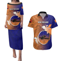 Personalized Papua New Guinea New Ireland Province Couples Matching Puletasi Dress and Hawaiian Shirt Mix Coat Of Arms Polynesian Pattern LT05 Blue - Polynesian Pride